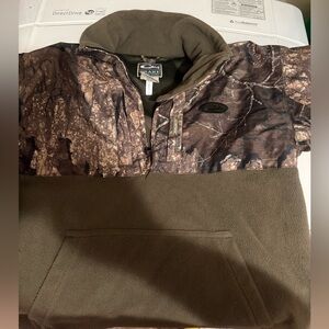 Drake Kids Half-Zip Hoodie in Brown Camouflage and Olive